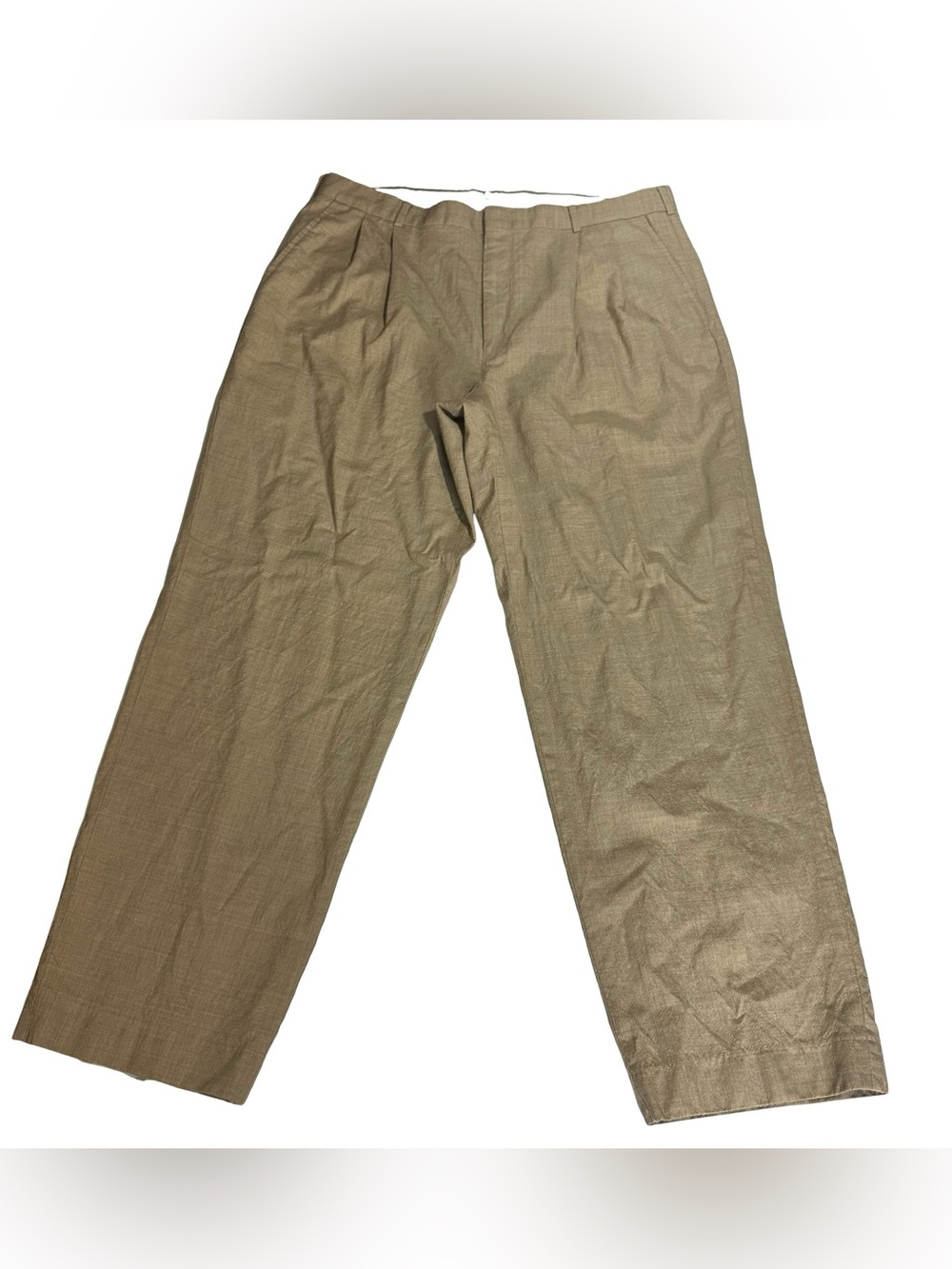 Lands End 100% Wool Pleated Dress Pants Mens Sz 36x30 Tan Golden Brown Trousers